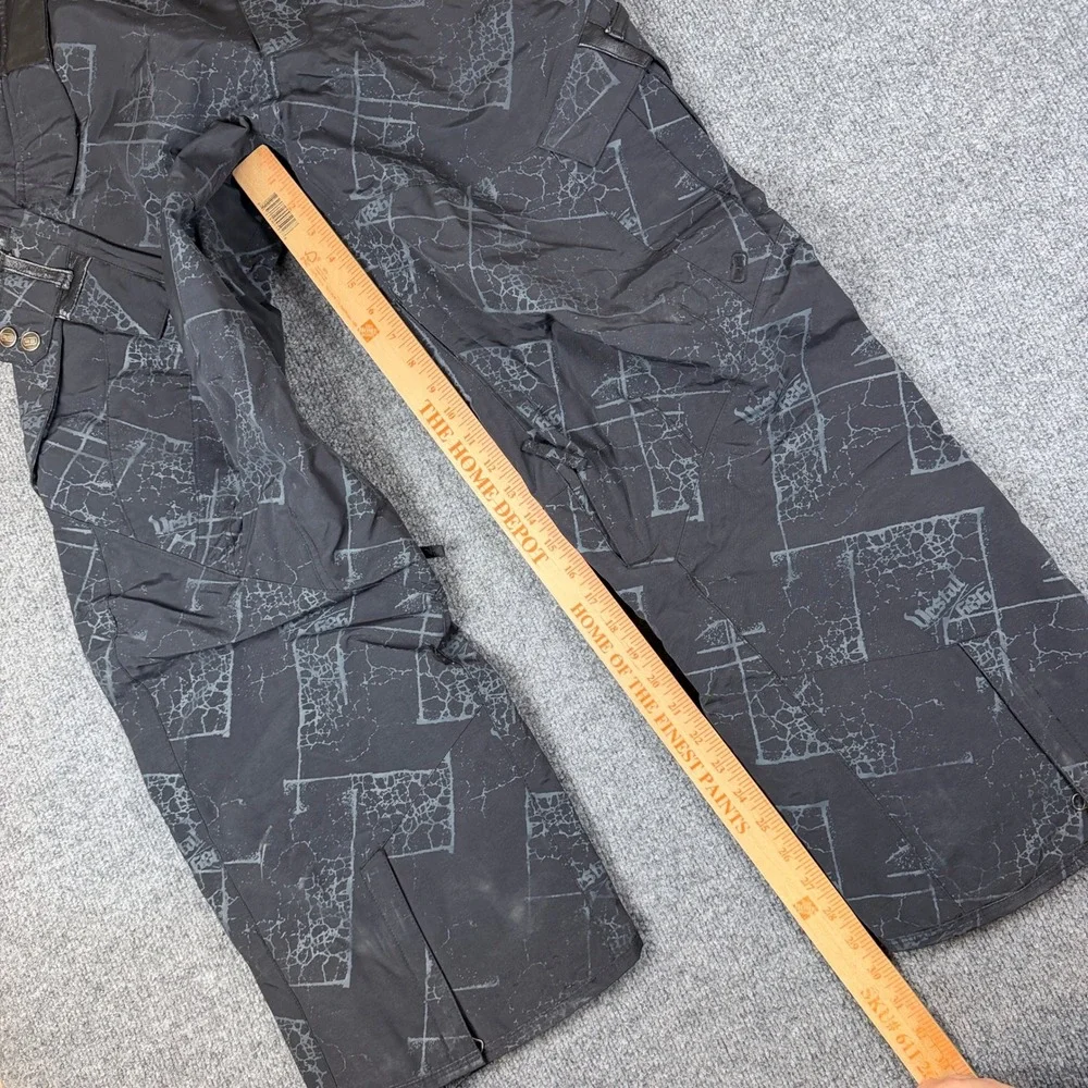 686 x Vestal Snowboard Pants Mens S Black Gray Crackle Print Cargo Ski